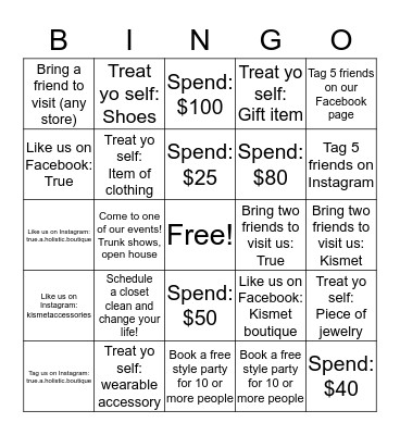 Kismet   |  True Bingo Card