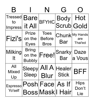 POSH Bingo Card