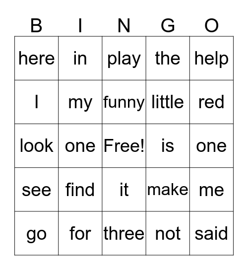 Pri-Primer Bingo    C Bingo Card
