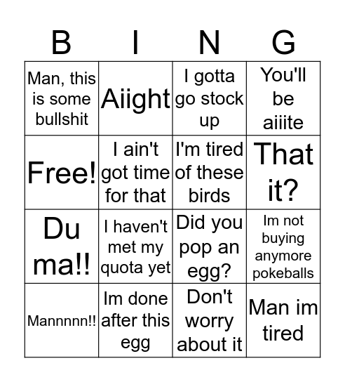 Thomsta Bingo Card