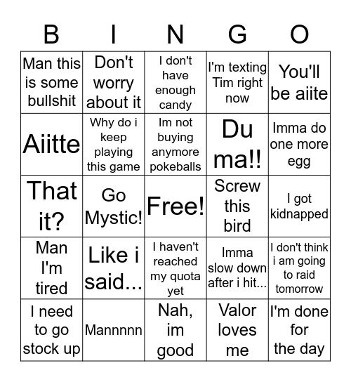 Thomsta Bingo Card