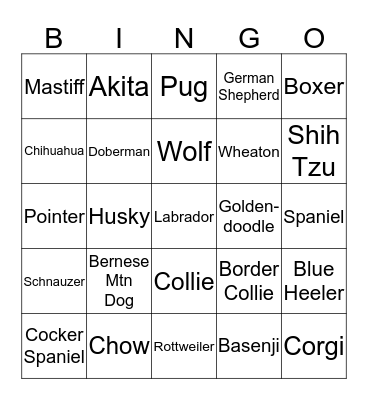 PIPs for PUPs Bingo Card