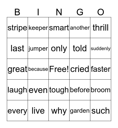Lists 17 & 18 Bingo Card