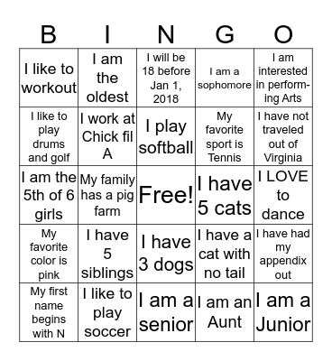 A4--Fashion Fun Fact Bingo Card