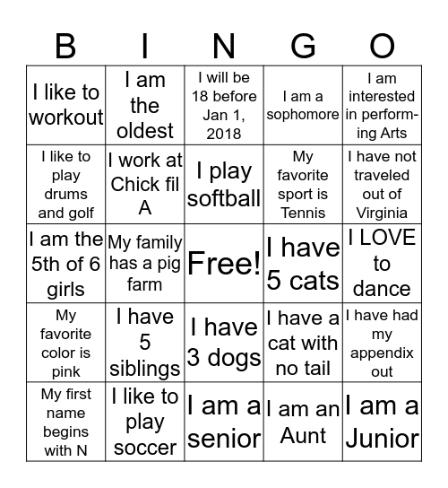 A4--Fashion Fun Fact Bingo Card