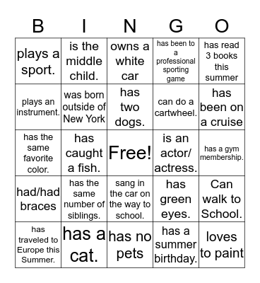 Find someone who... Bingo Card