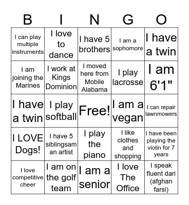 A5--Fashion Fun Fact Bingo Card