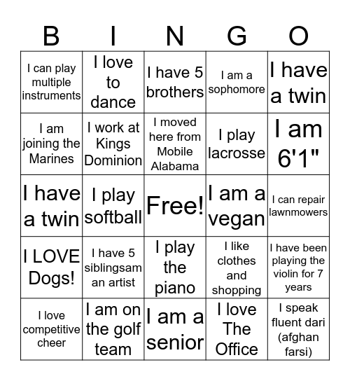 A5--Fashion Fun Fact Bingo Card