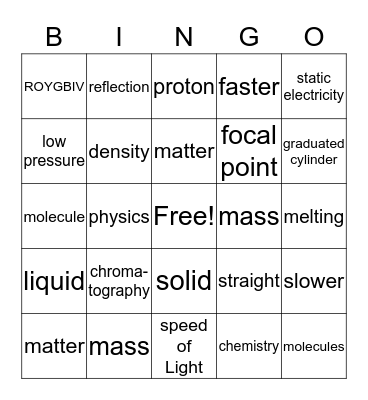 Matter Bingo Card