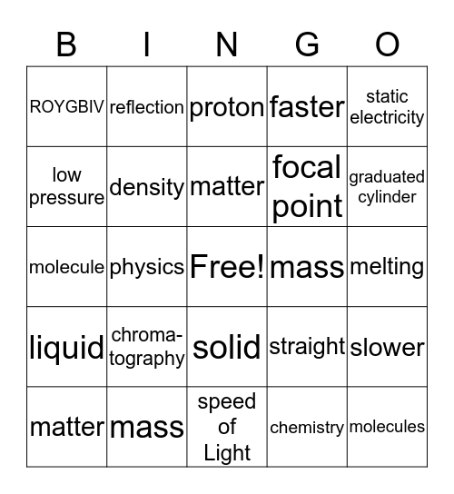 Matter Bingo Card