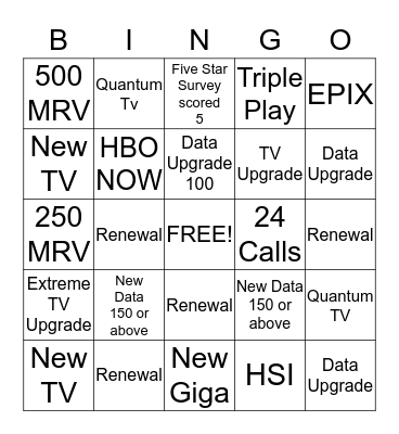 Flatbush Bingo Card