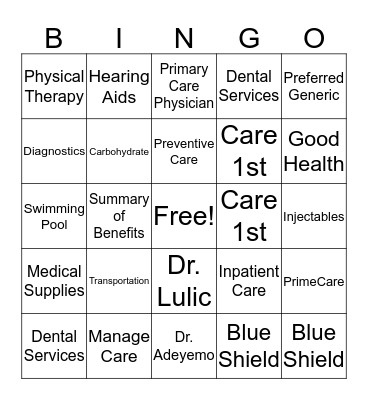 BINGO GAME #1 Bingo Card