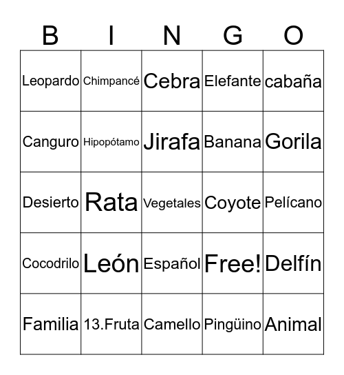 El alfabeto  Bingo Card