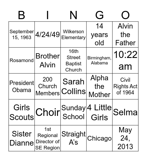 Caroline Robertson Bingo Card