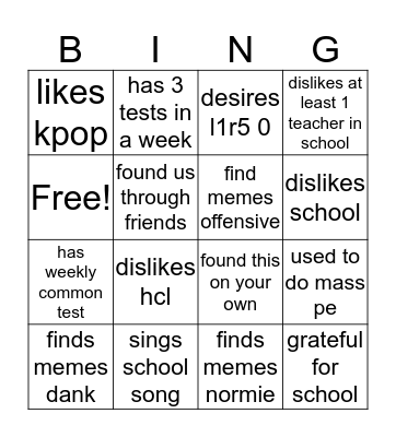 Untitled Bingo Card