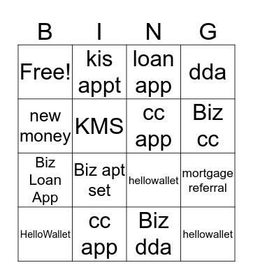 KEY Bingo Card