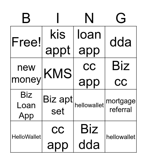 KEY Bingo Card