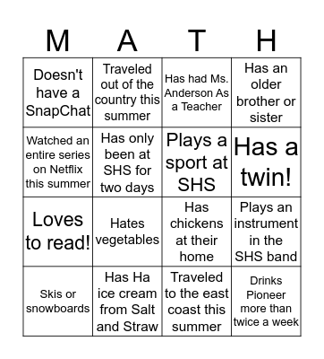 Find someone who... Bingo Card