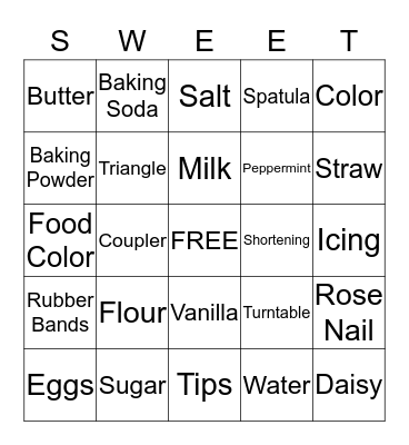 Sweet Genius Bingo Card