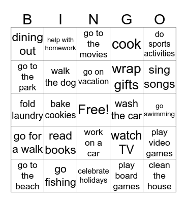Grandparents Day Bingo Card