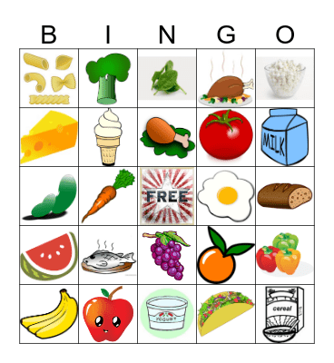 Learning The Food Groups! Bingo Card