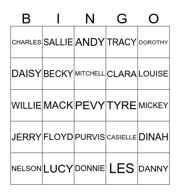 PEVY FAMILY Bingo Card