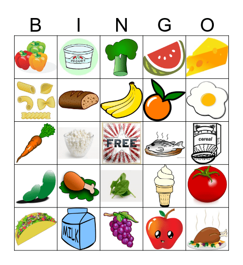 Learning The Food Groups! Bingo Card