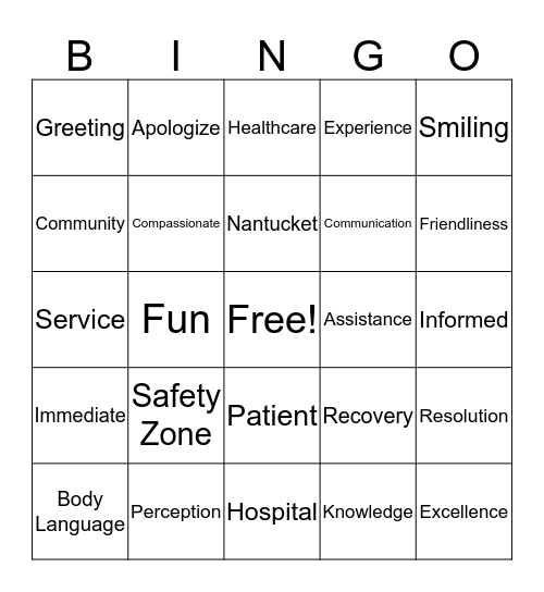 Nantucket Cottage Hospital Bingo Card