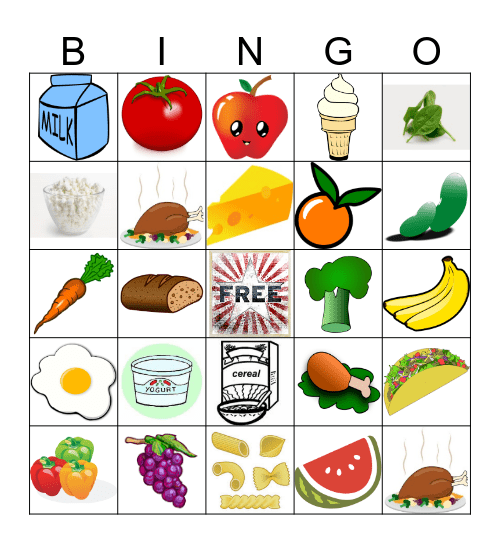 Learning The Food Groups! Bingo Card