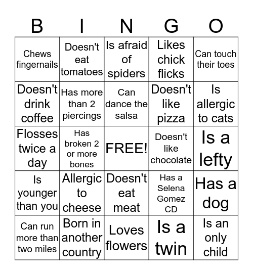 Ms. B's Human Bingo Card