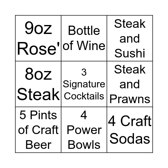 Win It Wednesday Bingo Card