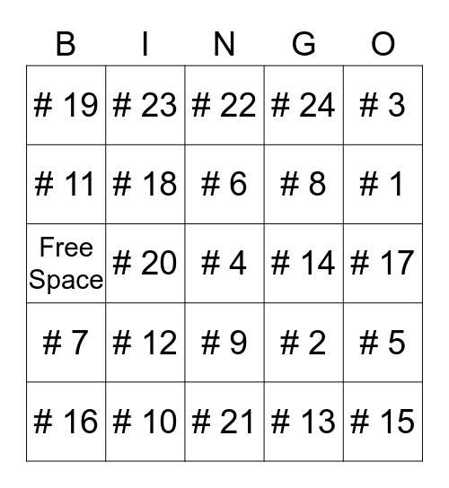 Psycho Bingo Card