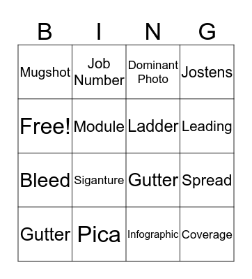 J2 Bingo Card