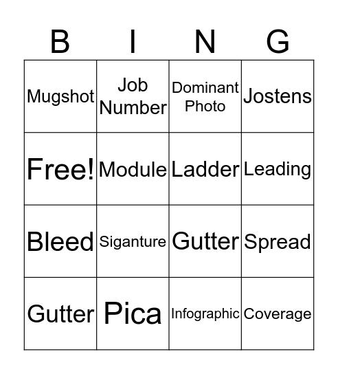 J2 Bingo Card
