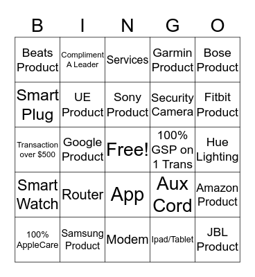 Smart Home Bingo Card