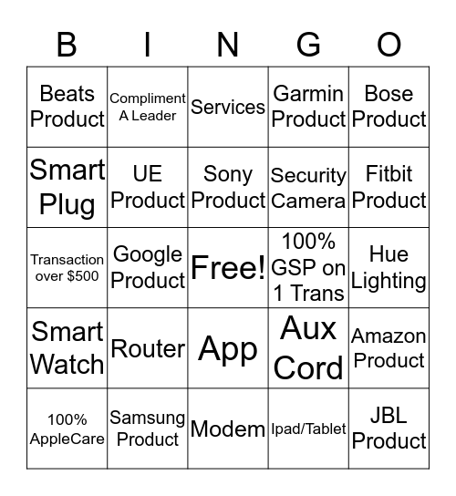 Smart Home Bingo Card