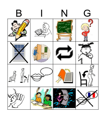 CLASSROOM ENGLISH Bingo Card