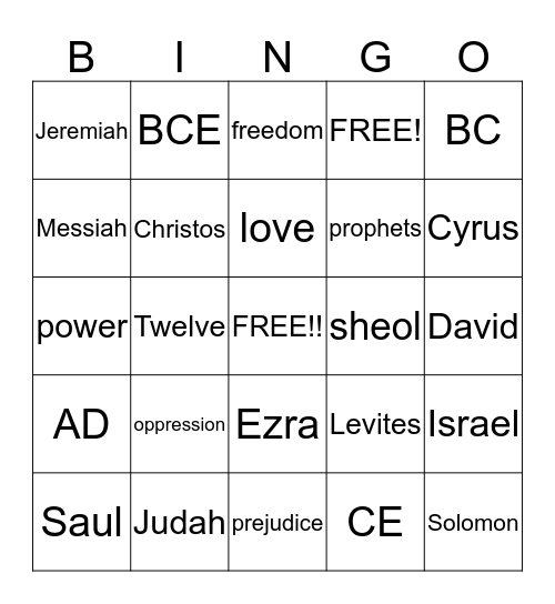 Biblical History Bingo Card