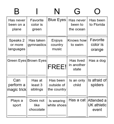 Did You Know? Bingo Card
