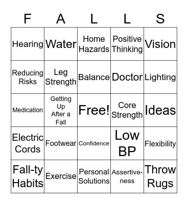 Matter Of Balance Bingo Card