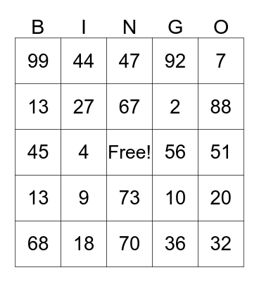 Birthday Bingo Card