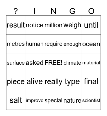 Bingo Card