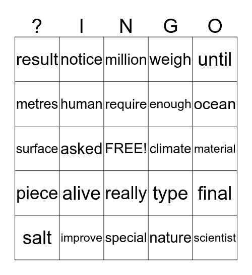 Bingo Card