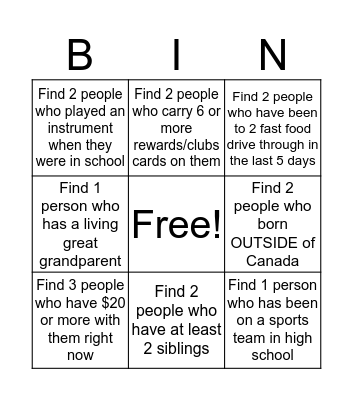 Getting to Know US Bingo Card