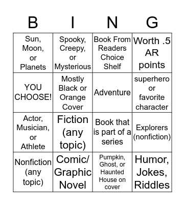 3rd Grade October Bingo Card