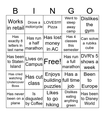 Get to know us Bingo Card