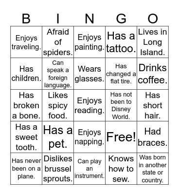ICEBREAKER BINGO Card