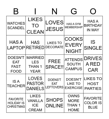YOUnique Bingo Card