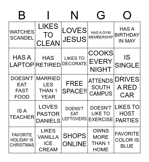 YOUnique Bingo Card