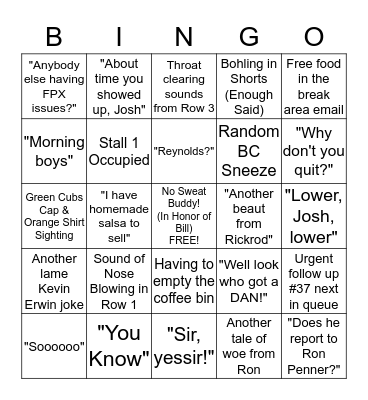 DOC Bingo 2017 Edition Bingo Card